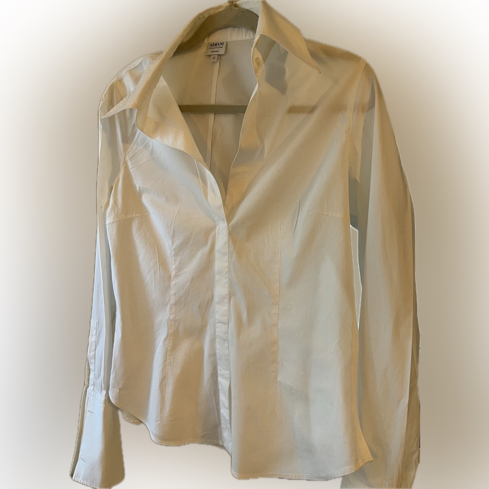 Armani designer 💯 quality cotton French cuff collared shirt.